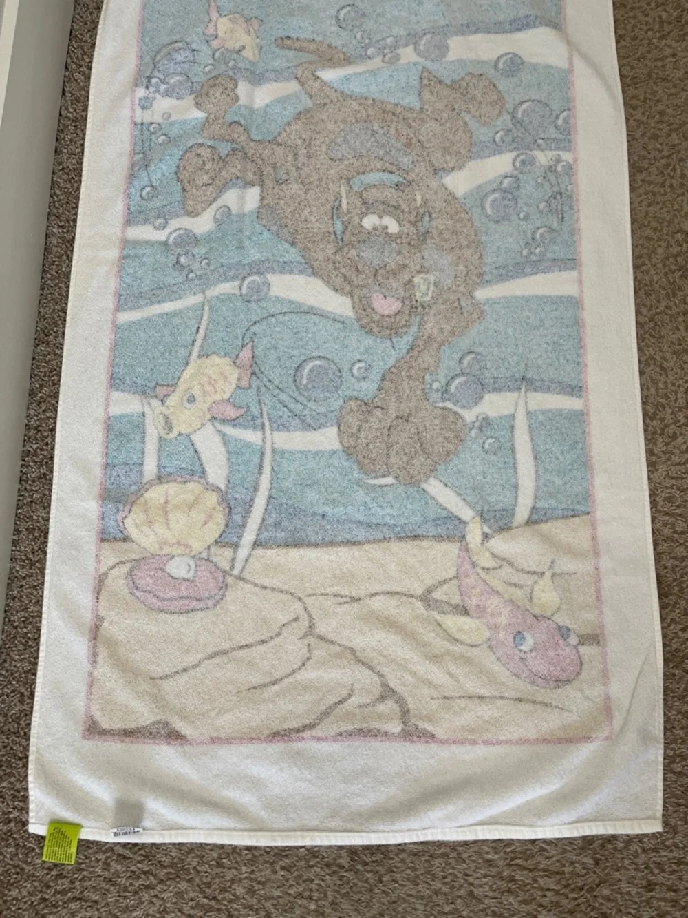Vintage 2002 Scooby-Doo Underwater Beach Towel Cartoon Network Karsten Brazil